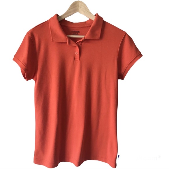 Orange uniform-style polo shirt, Jr. size M - Picture 1 of 3